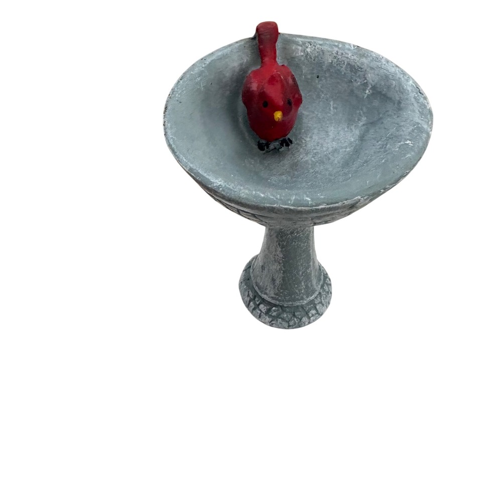 Miniature Garden Birdbath with Red Cardinal Fairy Garden Accessory 10027 Nature